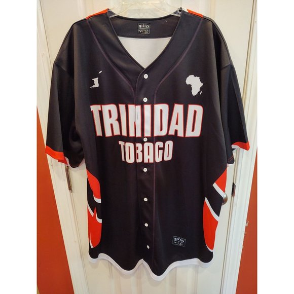 Mizizi Trinidad Tobago 5XL Baseball Jersey Black 1962 Short Sleeve Caribbean - Picture 1 of 7